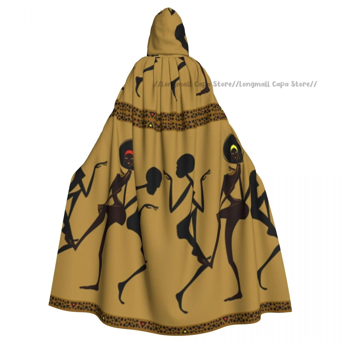 Adult Vampire Cape Hooded Robe African Dancing Women Halloween Cloak Full Length Cosplay