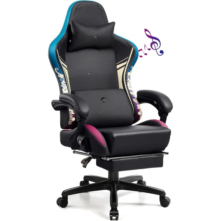 Gaming Chair with Bluetooth Speakers and Footrest, Dragon Series Video Game Chair ，Heavy Duty Ergonomic