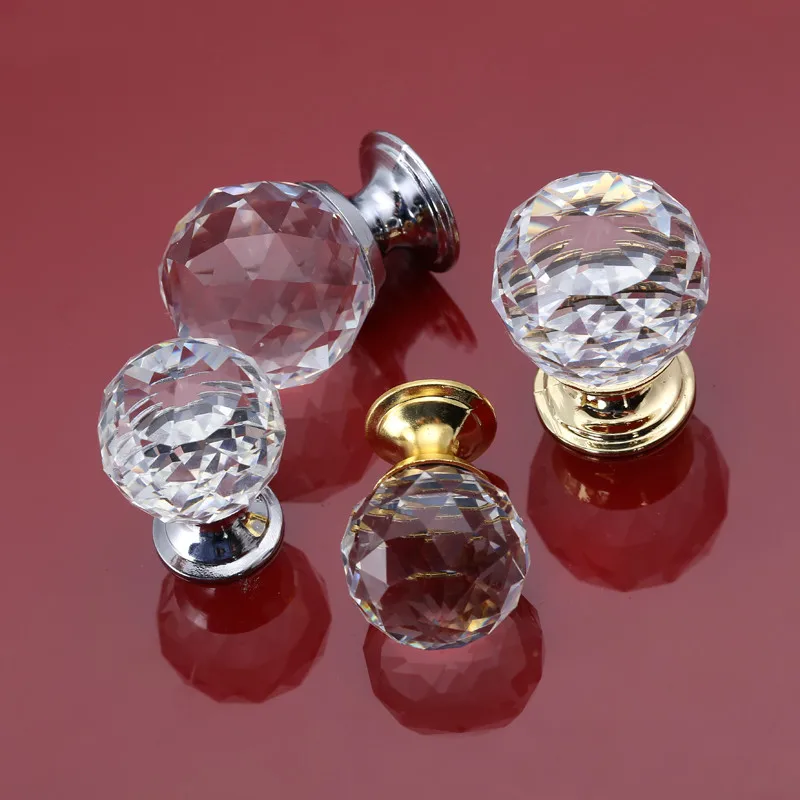 30mm Round Diamond Crystal Glass Knobs Cupboard Pulls Colorful Drawer Knobs Cabinet Handles Furniture Handle