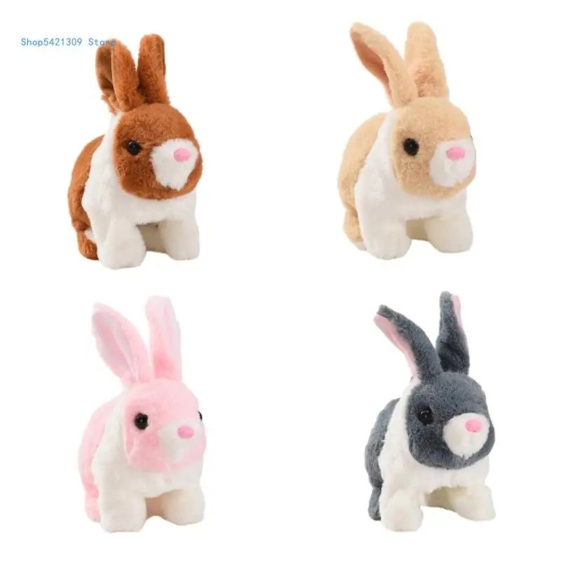 

85WA Walking Rabbit Toy Stuffed Animal Plush Rabbit Toy Baby Crawl Learning Toy