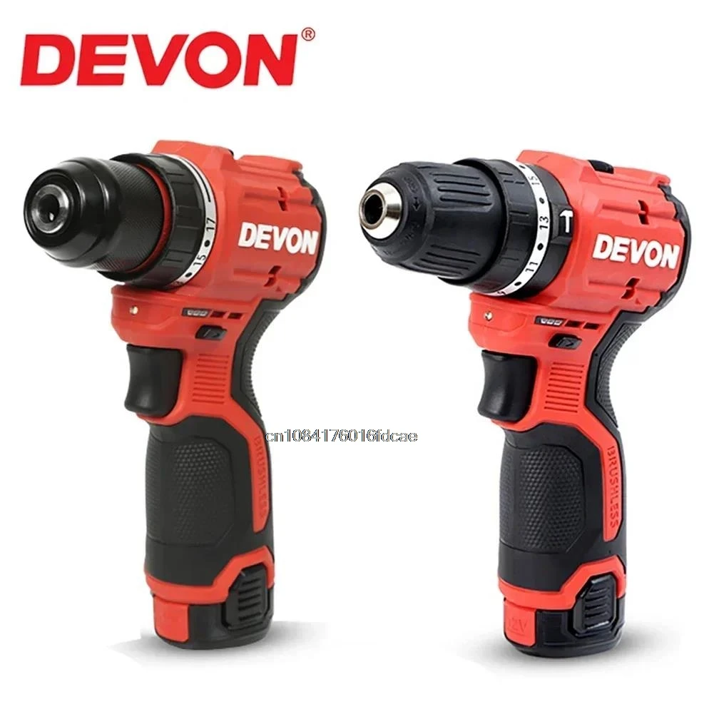 Devon 5208 Cordless Electric Drill Brushless Motor 12v 50Nm 1700rpm Dual Speed Torque Adjustable Share Flex Battery Platform