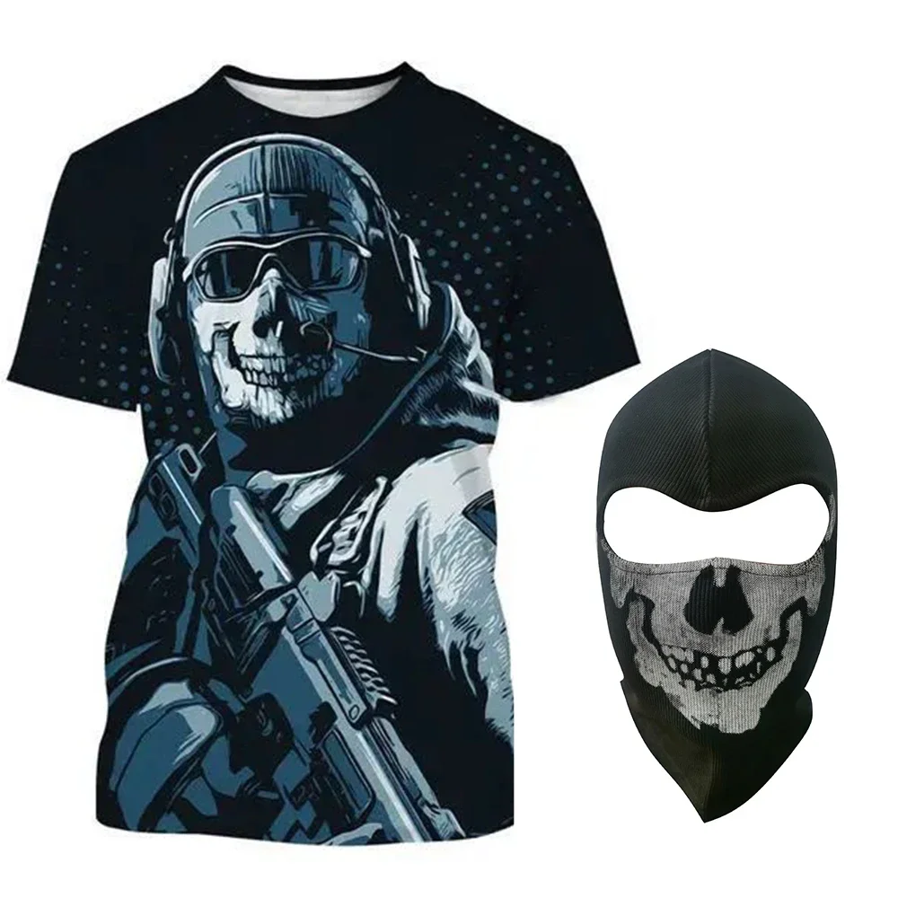 Adult T-shirts Call of Duty T-shirts for Men Women Modern Warfare Tee With Ghost Mask Costumes Unisex Ghost T-shirt