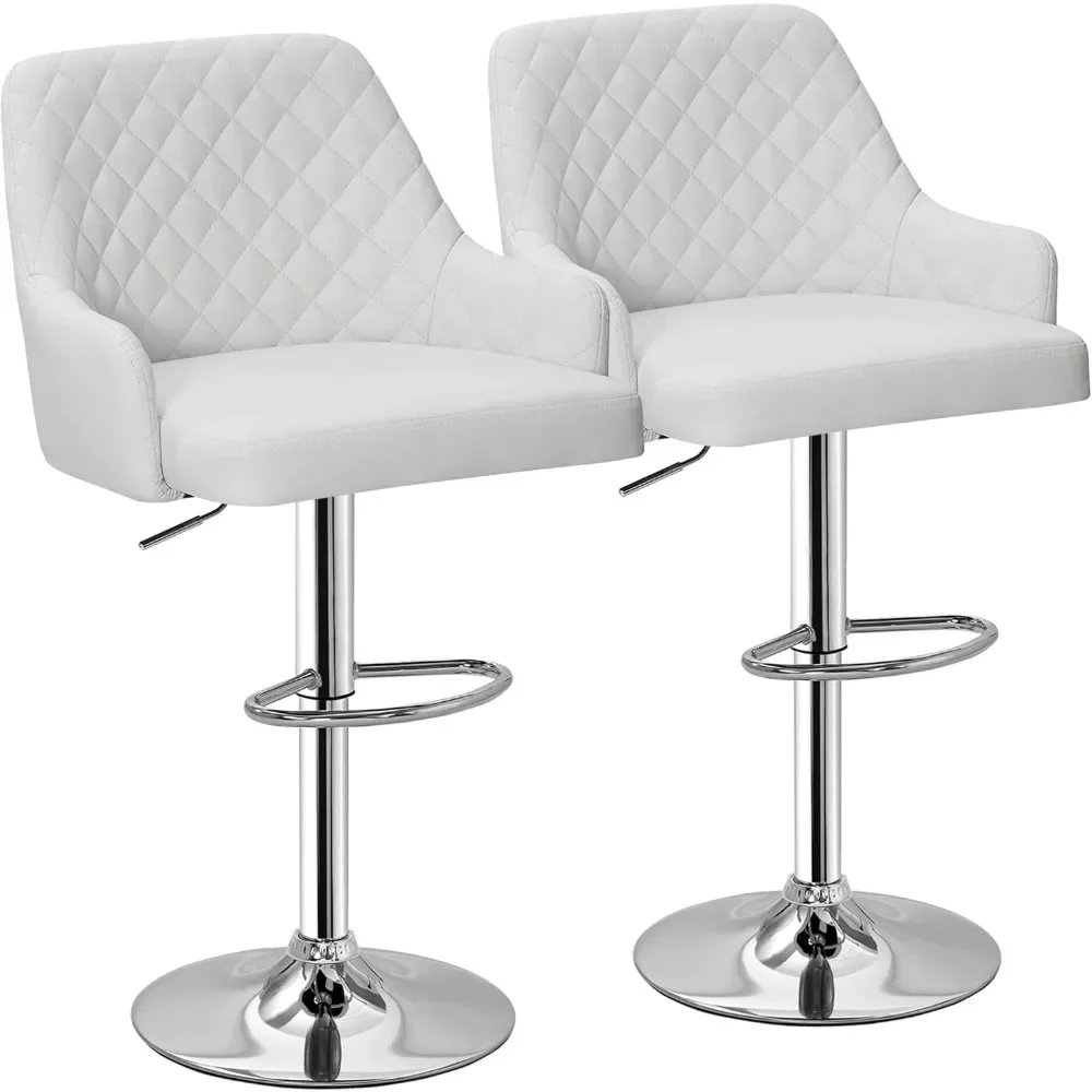 

Home Chairs for Kitchen Bar Stools Set of 2 Adjustable Bar Stools with Back White Living Room Chairs Chair Stool Furniture