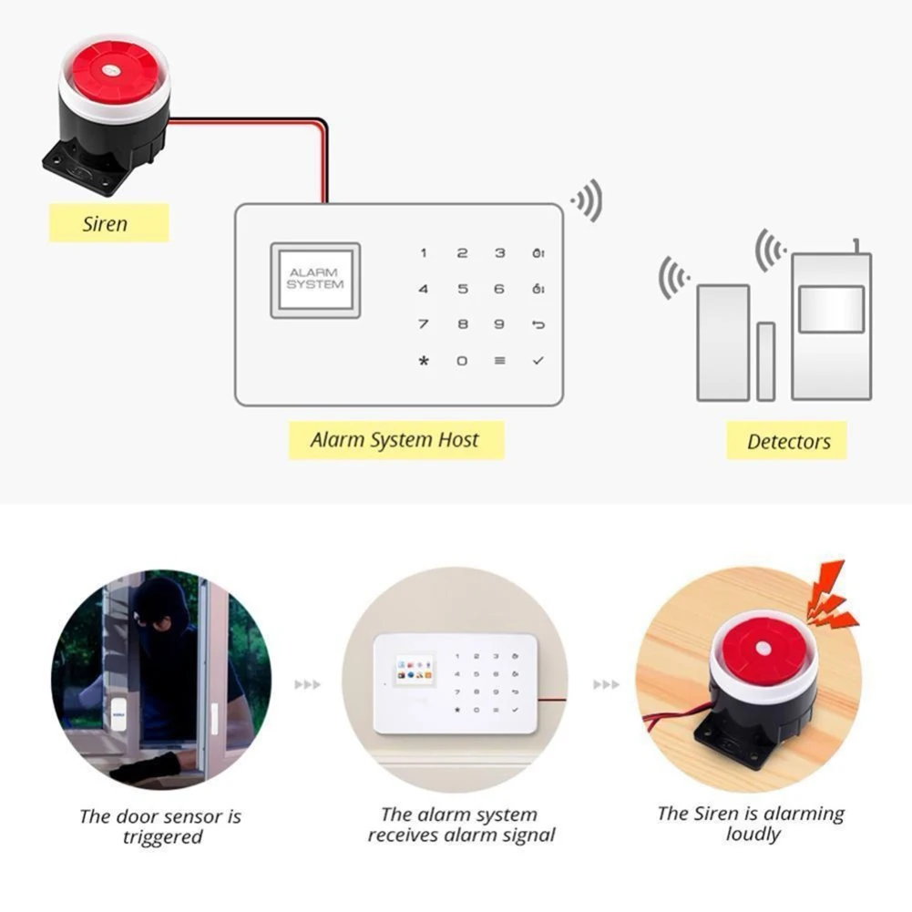 2 ชิ้น DC 12 โวลต์ Buzzer 120dB เดซิเบลสูงอิเล็กทรอนิกส์ Buzzer Alarm Anti - theft Horn - ไฟฟ้าความปลอดภัยไซเรนฮอร์น - 320/600/1000/1200mA