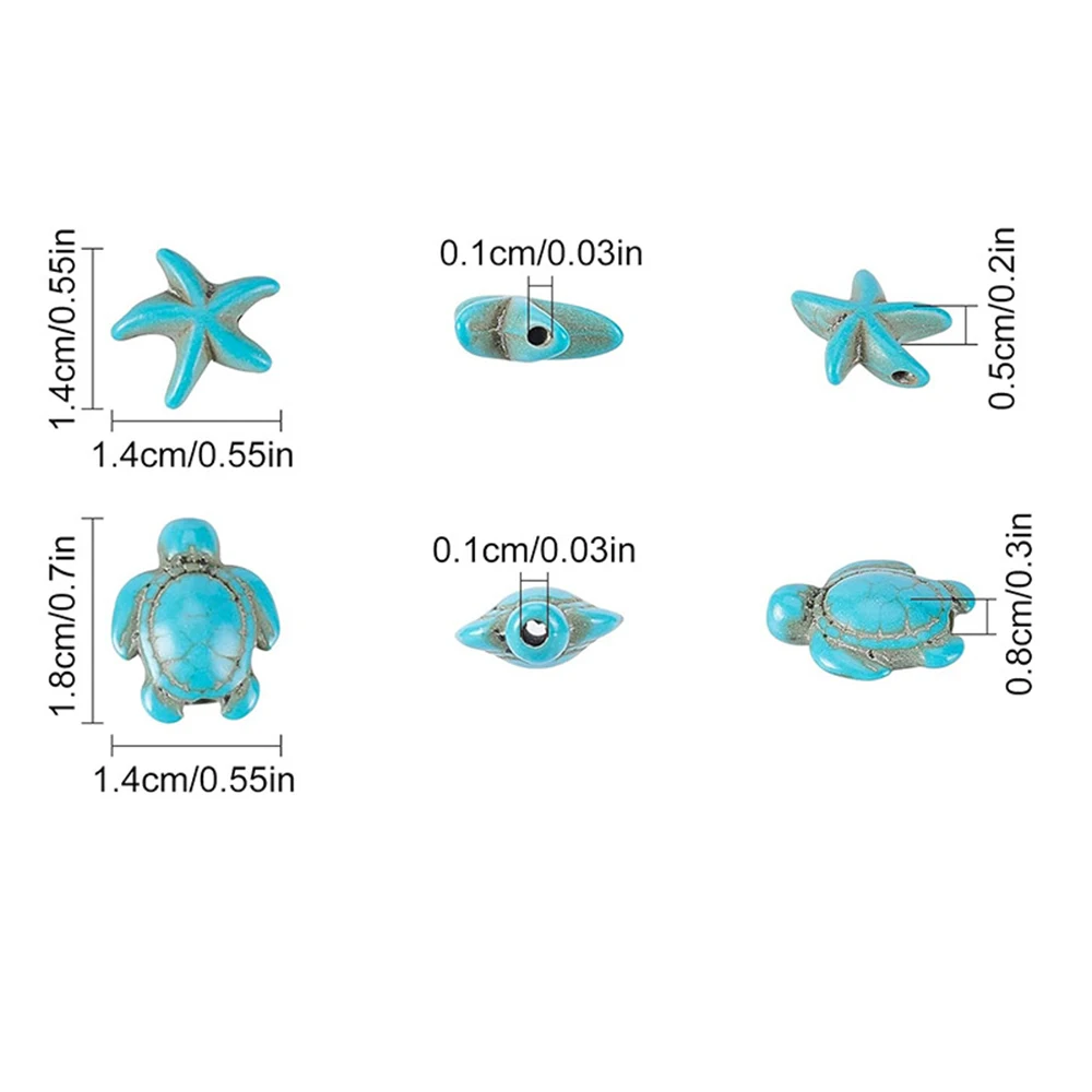 Beads for Bracelets Synthetic Turquoise Turtle Beads Starfish Beading Bracelet Making Girls create Gift