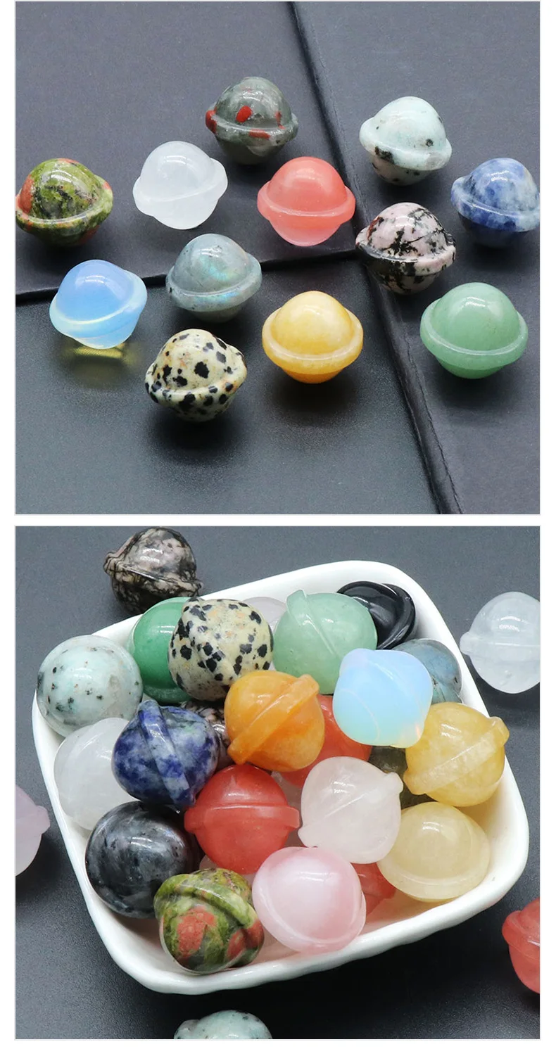 Natural crystal 12pc semi precious stone small planet UFO three-dimensional universe decoration small ornament Galaxy asteroid