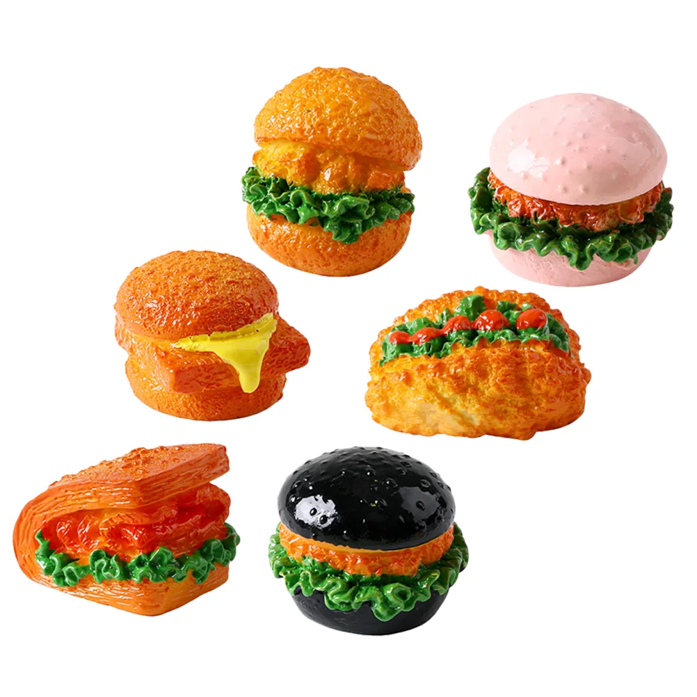 6 Pcs Micro Landscape Model Toys Burgers Miniature Items Hamburger Fake Artificial Bread