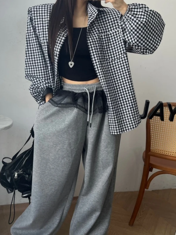 

Свободная женская рубашка в клетку с пэчворком, приталенная, с боковыми разрезами, из хлопка и полиэстера, с длинными рукавами, на пуговицах, повседневная