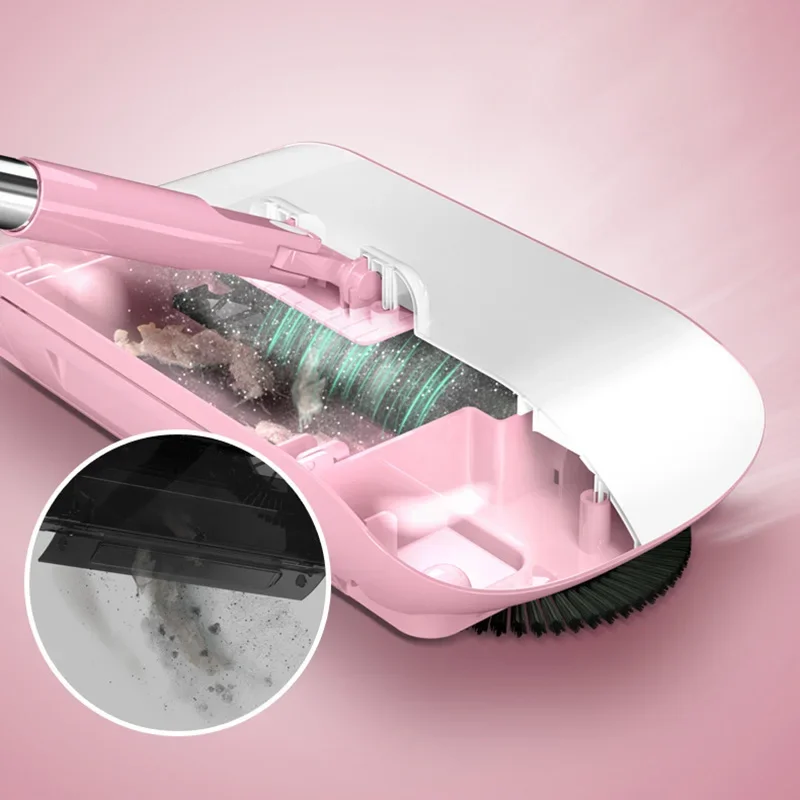 Broom Dustpan Mop All-In-One Hand Push Sweeper Home Cleaning Products Stainless Steel Cleaning Mop No Dead Corner Sweeper