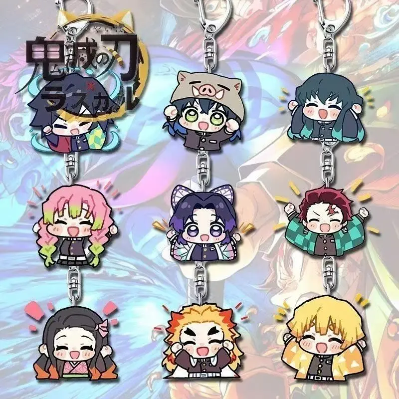 

Demon Slayer Tanjiro Kamado & Hashibira Inosuke милые кавайные креативные аксессуары в стиле аниме рюкзак Шарм простой мультяшный брелок