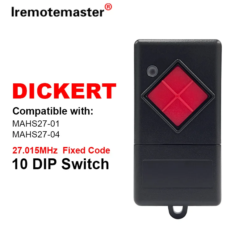 

For Newest DICKERT MAHS27-01 MAHS27-04 Remote Control with 10 DIP Switch 27.015MHz Garage Door Gate Openers Replace