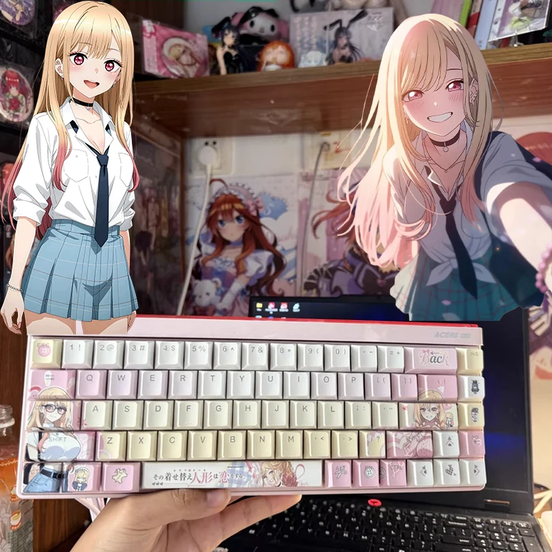 

Аниме-аксессуары: Коллекционные PBT-кейкапы с гравировкой сбоку и сублимацией, дизайн Марин Китагава из My Dress-Up Darling