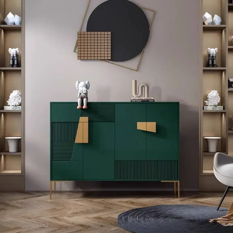 Green Display Shoe Cabinet Organizer Quality Entryway Wooden Shoe Cabinet Corridor Storage Zapatera Small Apartment Furniture