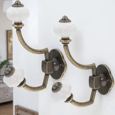 

2Pcs Retro Style Clothes Hooks High Quality Zinc Alloy Heavy Duty Wall Hangers for Coats Towels Hats Home Decorative Hook Set