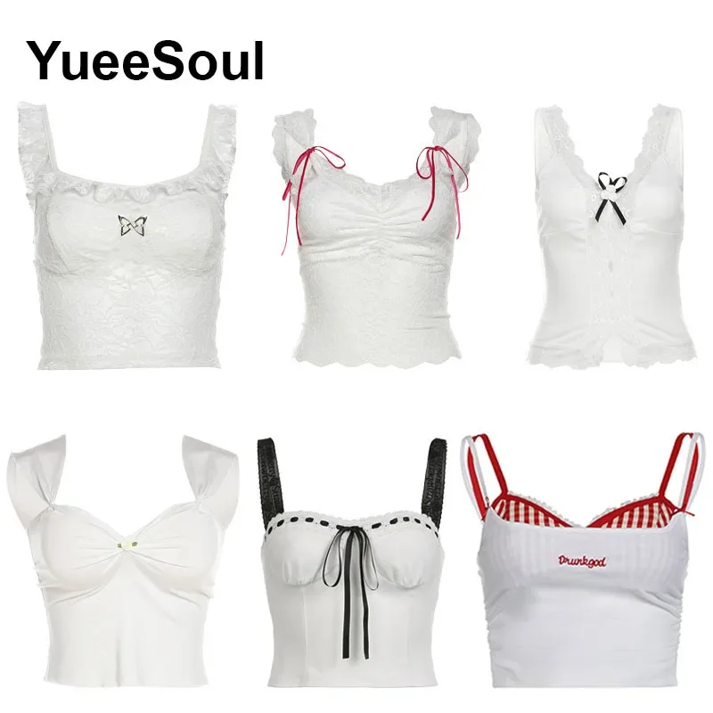 Solid White Crop Tops Sleeveless Slim Tank Top 2024 Summer New Fashion Y2K High Street Casual Sexy Camis Women Clothes