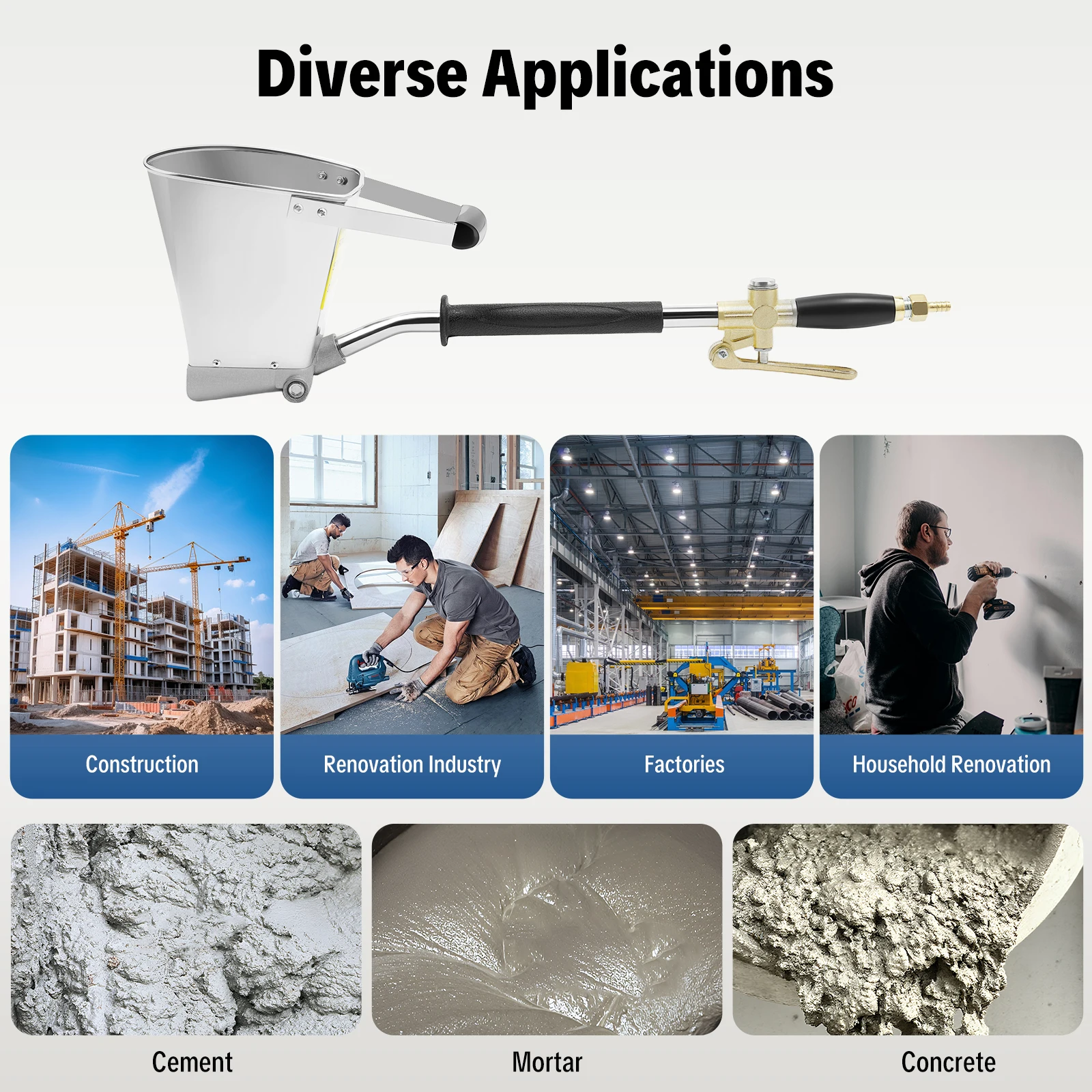 3.5L容量 4ジェット式空気圧セメントスタッコスプレーガン（サイズ：77*22.5*21cm）壁用プラスターモルタル自動エア塗装ツール
