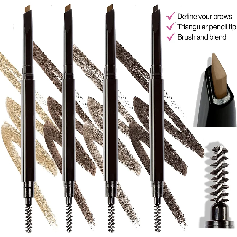 Double Head Eyebrow Pencil Brush Smooth Eye Brow Tint Pen Waterproof Long Lasting Black Brown Rotary Eyes Makeup kredka do oczu