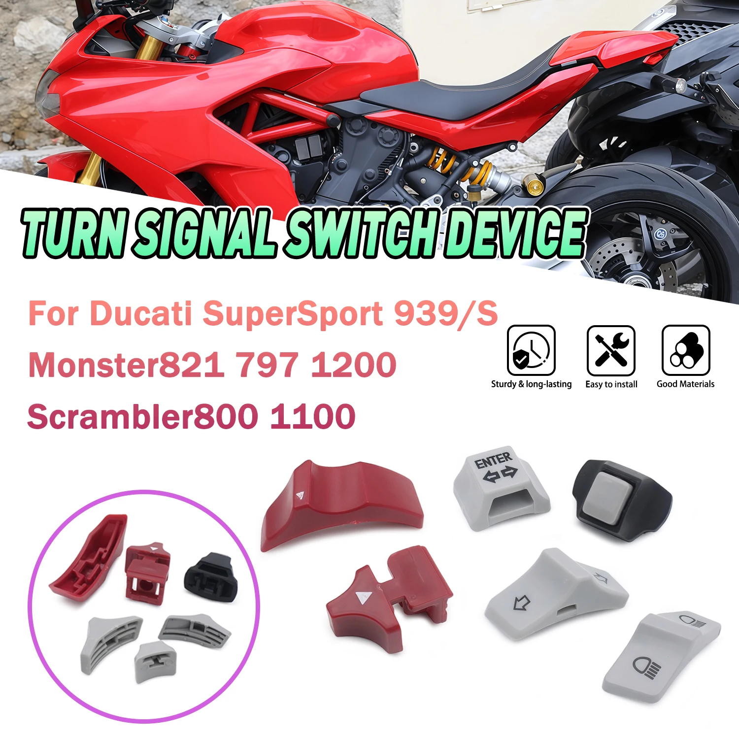 Motorbike Switch High Low Beam Turn Signal Double Flash Button For Ducati SuperSport 939/S Monster821 797 1200 Scrambler800 1100