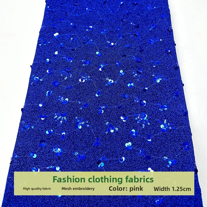 

Mesh Elastic Sequin Embroidered Fabric for Fashion Wedding Dress Clothing Design Diy Cloth By The Yard Sewing Material