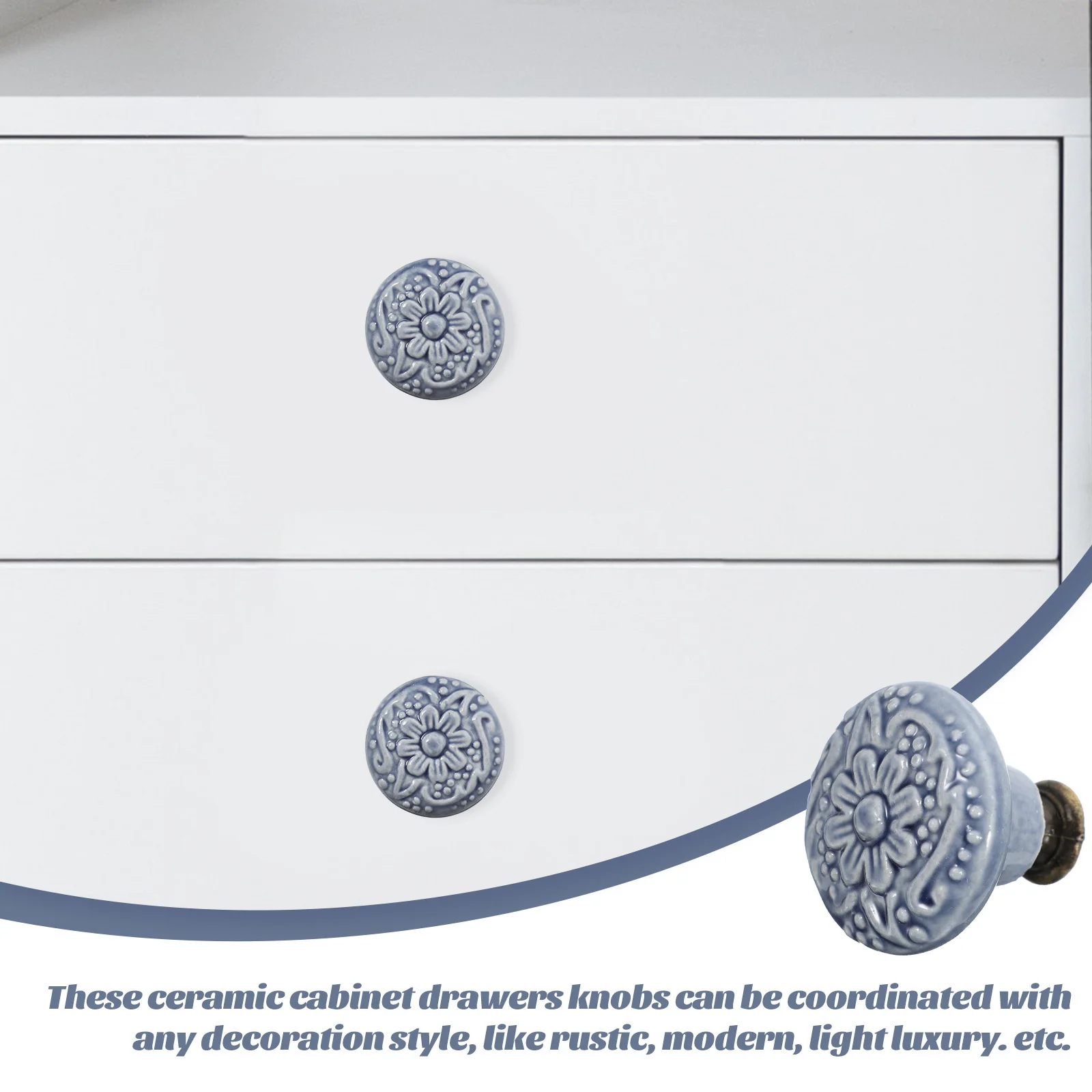 6 Pcs Handles for Kitchen Cupboards Furniture Drawer Knobs Decorative Dresser Retro