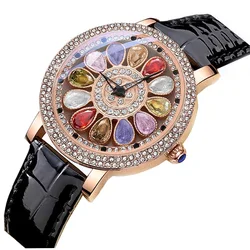 Luxury Brand Elegant Woman Wristwatch Diamond-set Transit Colours HandClock Female Original Waterproof High Quality Ladies Watch