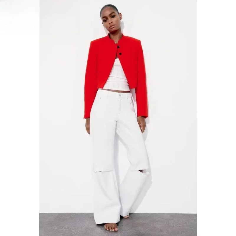 

Spring 2024 Red Slim Fit ort Suit Jaet New Arrival Women's Faion TRF 200768 600 Long Sve Regular Length