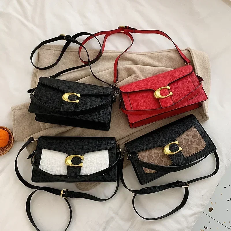 Nuevo bolso clásico vendido para mujer, nuevo bolso cuadrado pequeño de moda de caviar 2025, bolso cruzado de alta calidad de color contrastante