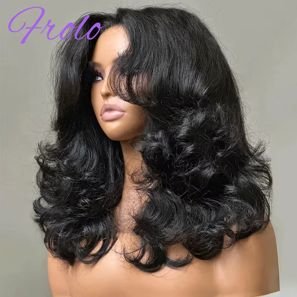 

Парик фронта шнурка 4x4 Hd, плотность 210, натуральный черный многослойный парик из натуральных волос, предварительно выщипанный бразильский парик из человеческих волос с объемной волной для женщин