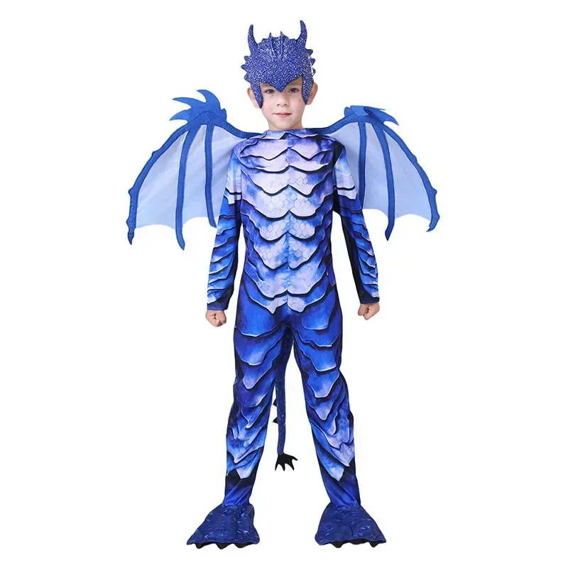 Sydanne neue Kinder Frost Drachen Ritter Overall Maske Anzug Cosplay Kostüm Jungen Dinosaurier Performance Kostüm Halloween Kostüm