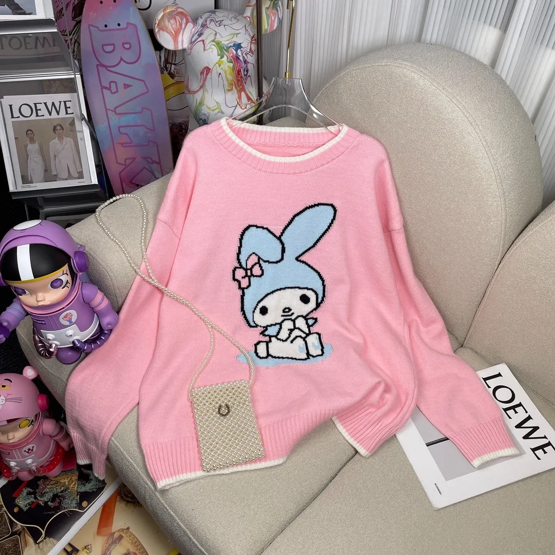 Caliente Kawaii Sanrios My Melody Otoño Invierno suéteres para niñas dulces y lindos sudaderas sueltas para parejas Casual versátil Tops