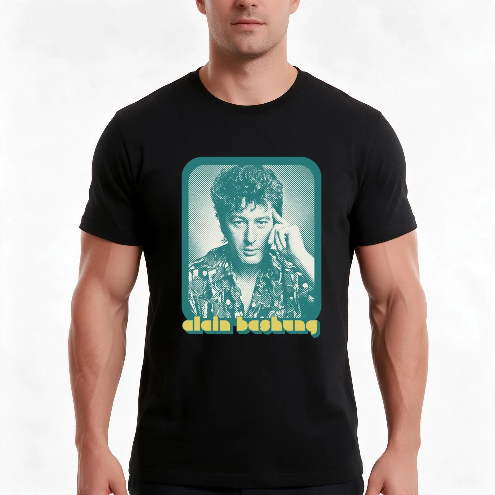 Alain Bashung T-Shirt, Summer Casual Cotton Tee, Oversized Streetwear Tops, Vintage Graphic Print, Loose Fit Short Sleeve
