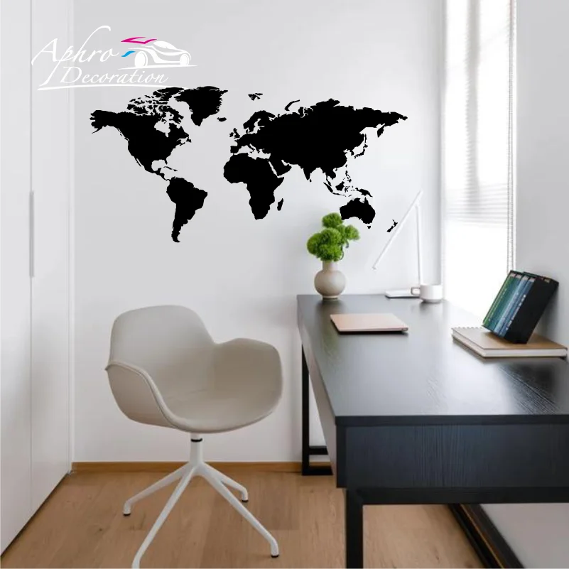 

World Map Wall Sticker Travel Agency Hotel Office School Study Living Room Home Decor Vinyl Wall Decal Mural Unique Gift