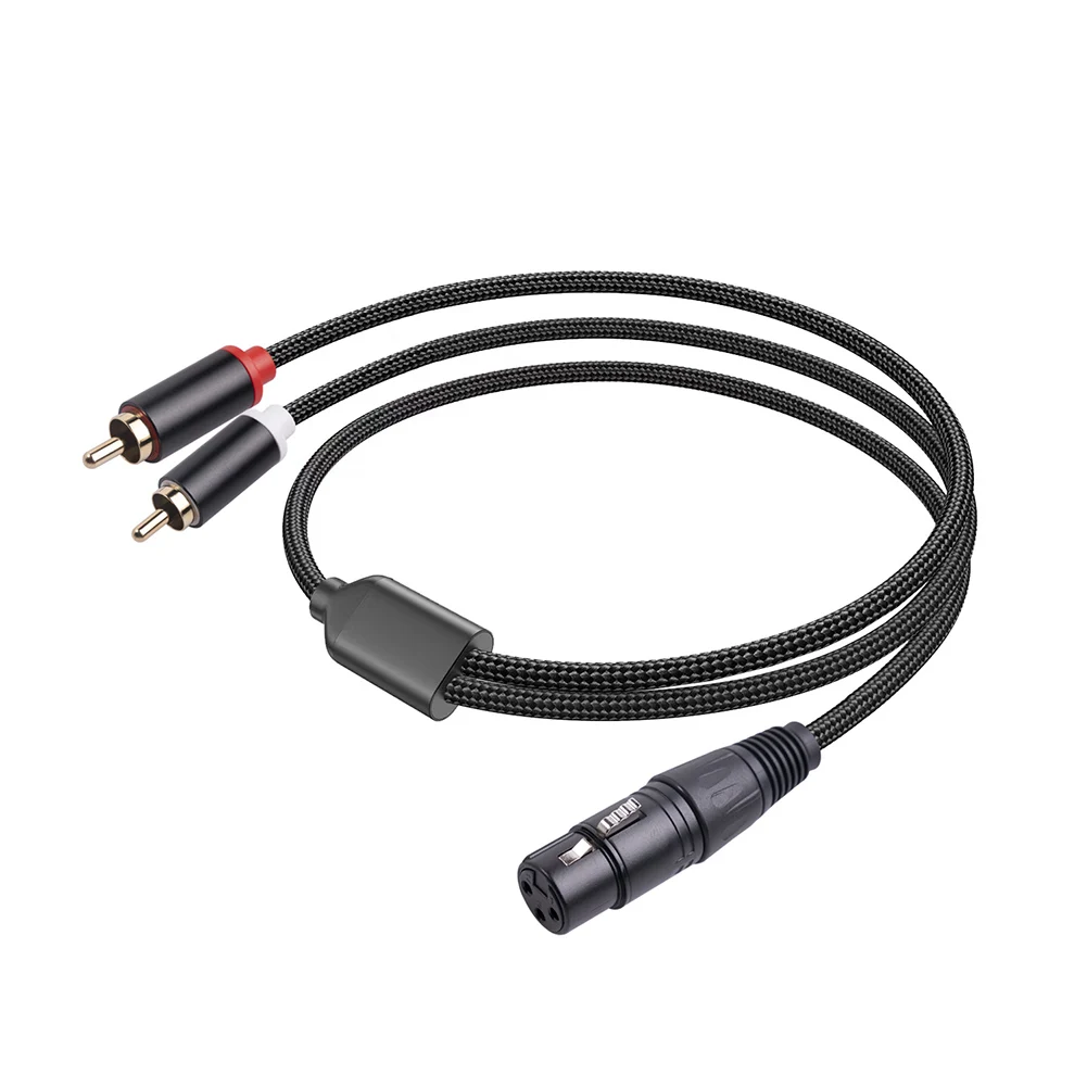 XLR żeński do podwójnego RCA męski kabel Audio kabel Adapter przeciwzakłóceniowy 1m 2m 3m dla miksera wzmacniacza mocy kabel głośnikowy mikrofonu