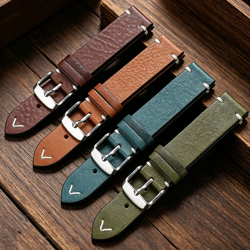 For Casio FT-500WC AW-80V W-89H Series Forester Retro Italian Leather Watch Strap Stainless Steel Buckle for Men 19mm