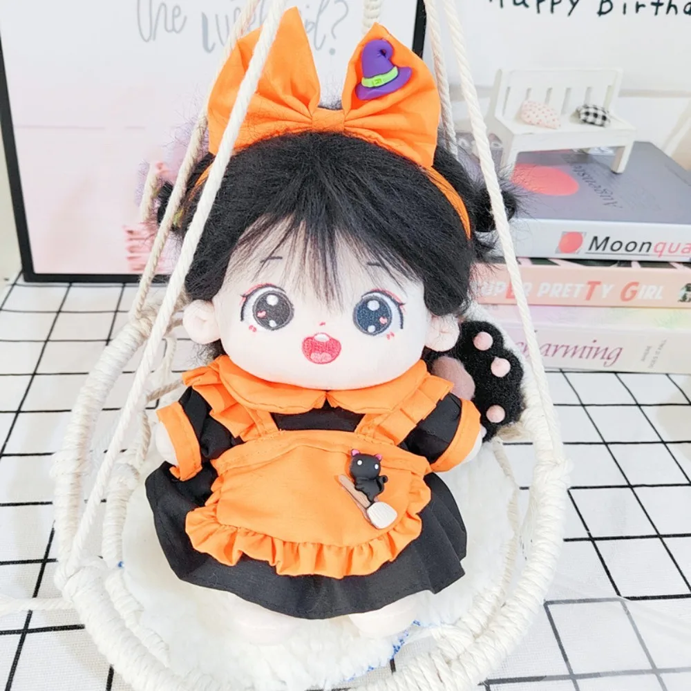 

Cute Witch Hat Cotton Halloween Clothes Set Cat Maid Dress Cotton Suit Bow Dress Up Dolls Clothes Accessories