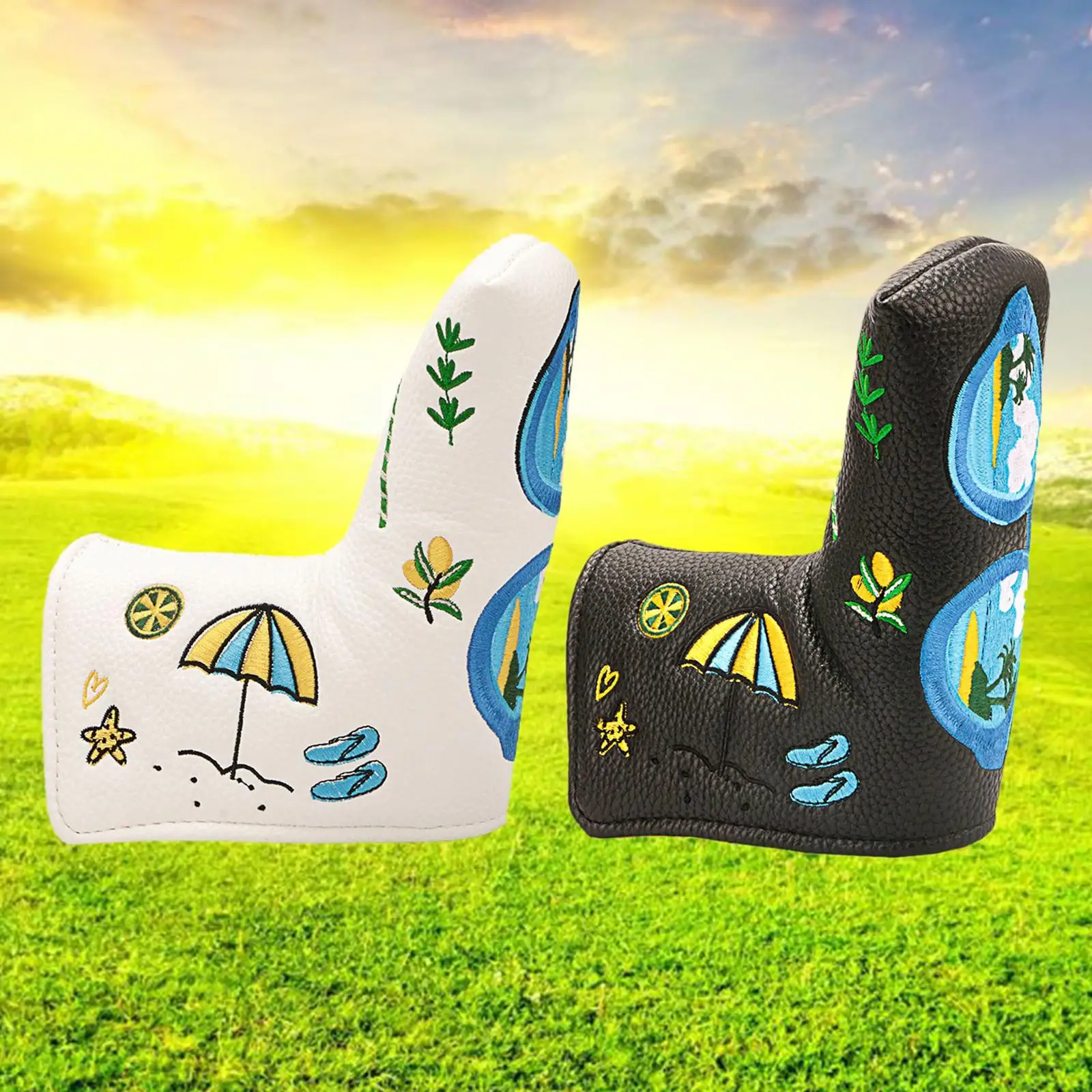 1pc Sport Golf Putter Head Cover Summer Elements Pattern Golf Club Head Cover