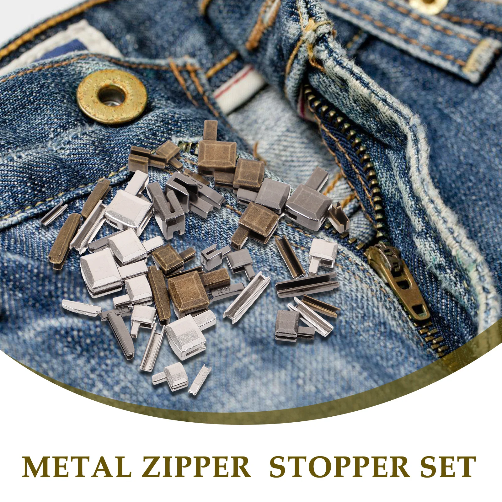 

1 Set Repair Kit Alloy Zipper Stops For Clothing Bags Coats Tents Replacement Zipper Accessories Small Metal Stops Diy Craft