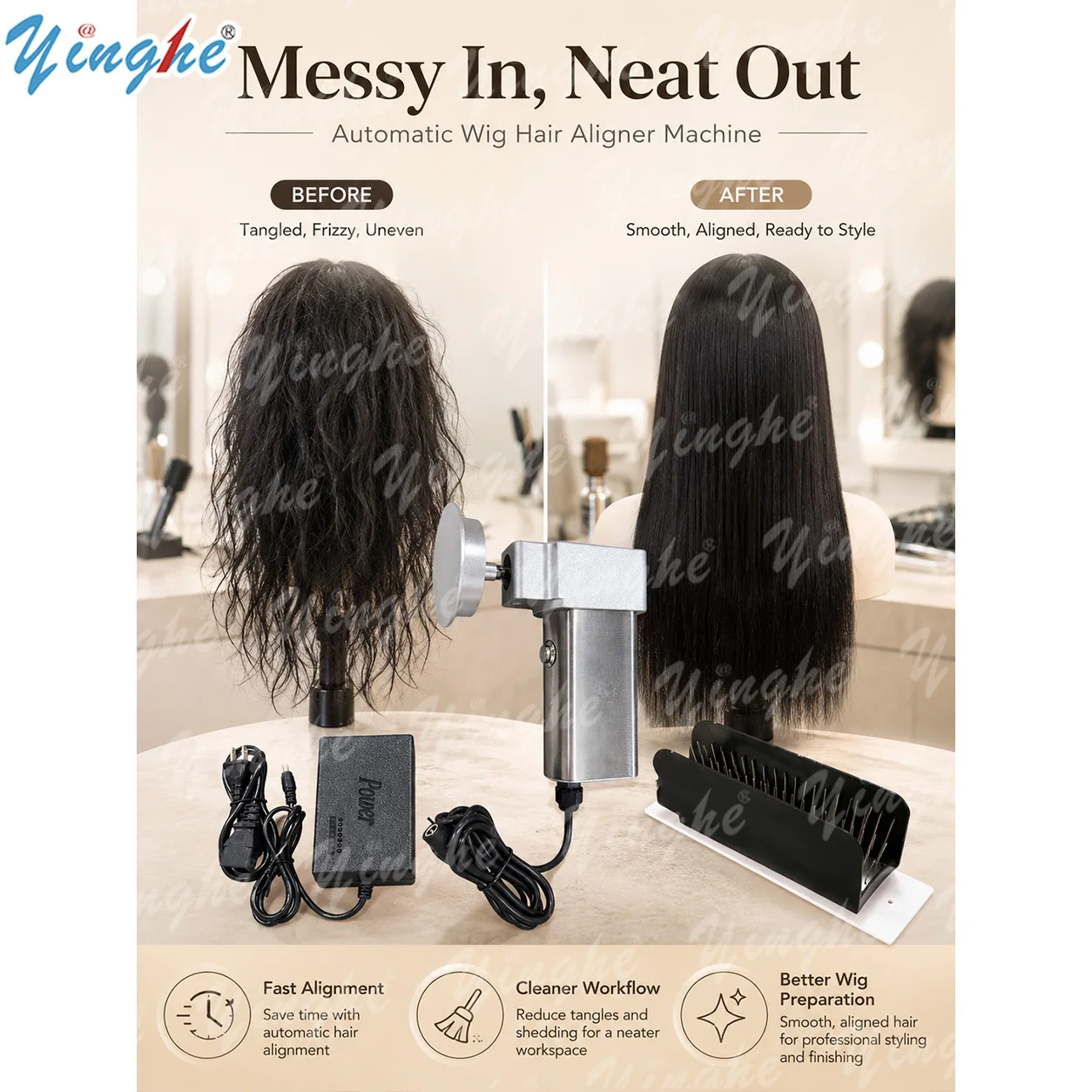 Auto Hair Aligner With Even Heat Distribution, Long Lasting Straight For Weft Hair Extensions, Ideal For Daily Salon Heavy Use