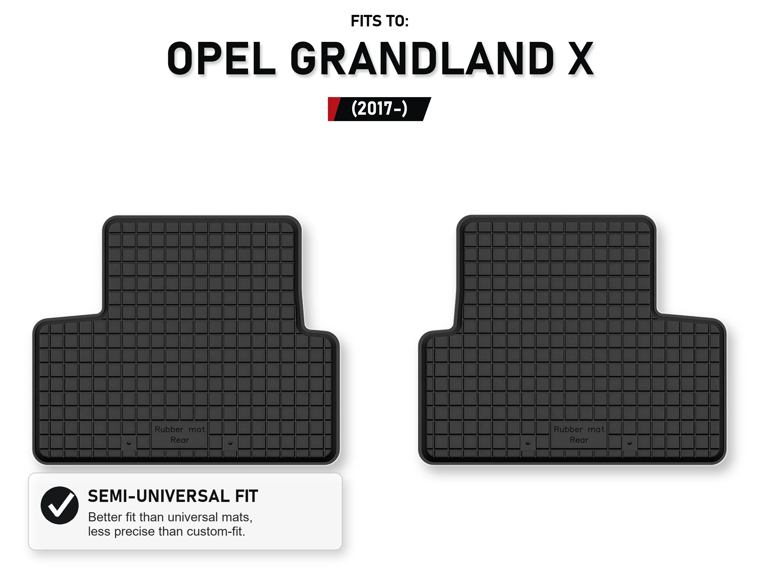 Rubberen bakmatten achteraan voor: Opel Grandland X 2017-, 2 stuks