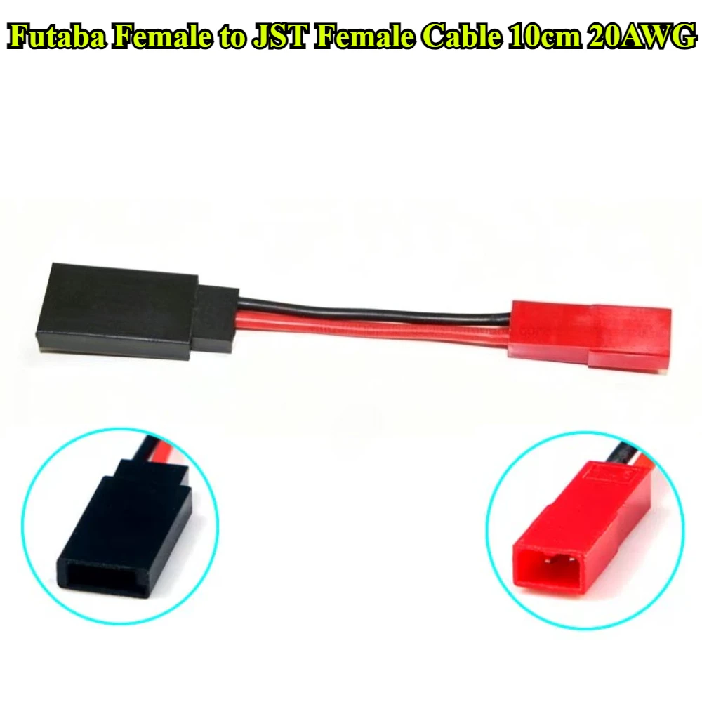 10Pcs JST Plug to JST/JR/Futaba Connector Male Female Cable Servo Adapter Silicone Wire 10cm 20AWG for RC Plane Helicopter Car