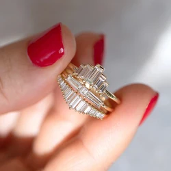 Huitan New Gold Color Finger Ring for Women Inlaid Dazzling Crystal CZ Stone Simple Stylish Lady Rings Party Fashion Jewelry