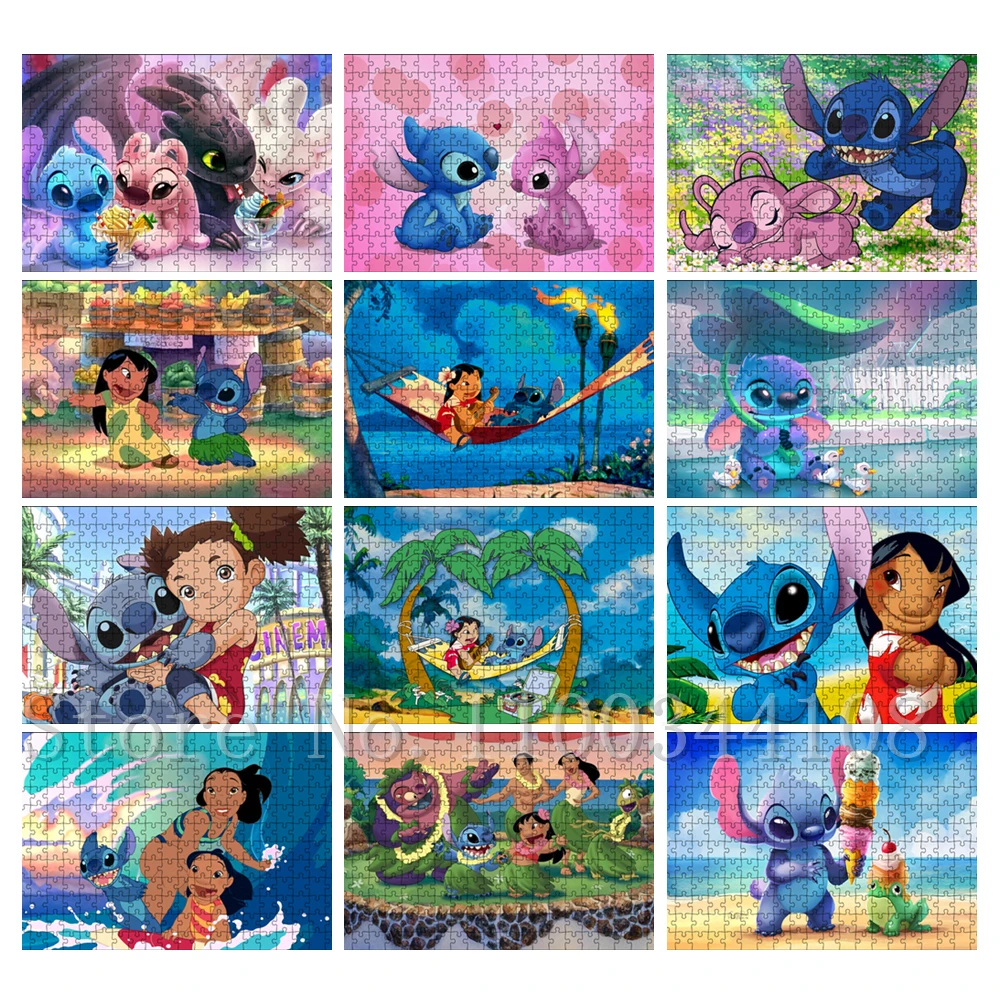 Disney Lilo & Stitch Puzzle Cartoon Movies Children Games Educational Toys 300/500/1000 Pcs Jigsaw Puzzles Adults Decompressing