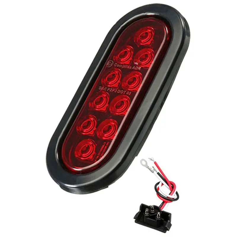 Car Oval 10LED Light Bulbs Brake Lights With Plug12v Turn Signal Lights Universal For Most Cars Trucks Trailer Red Replacement-A