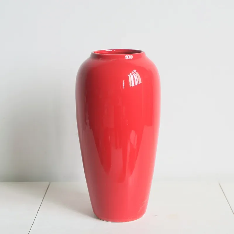 for Red Vase Ornament Modern New Chinese Style Ceramic Flower Ware Simple Dried Flower Hydroponics Living Room Flower