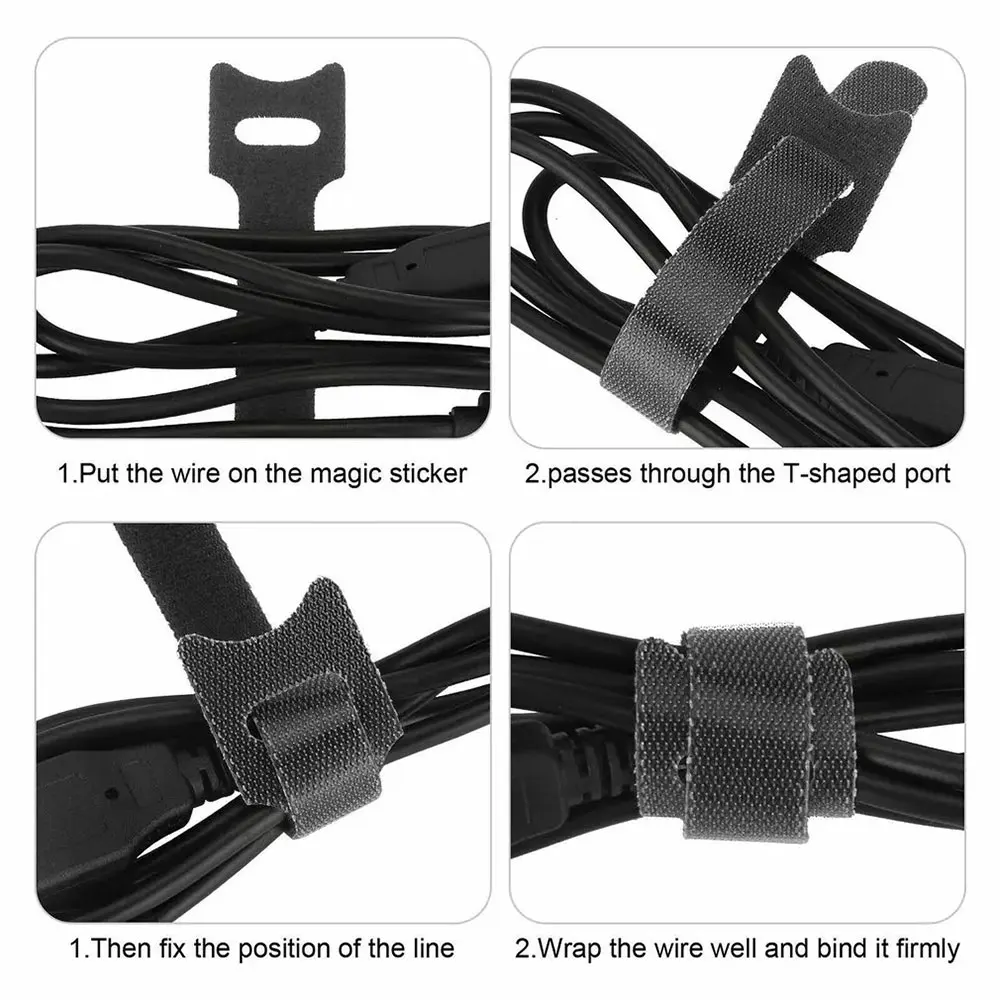 100PCS Self-adhesive Nylon Magic Tape Backless Data Line Strap Colorful Magic Stickers Backpackers Hikers Line Belt