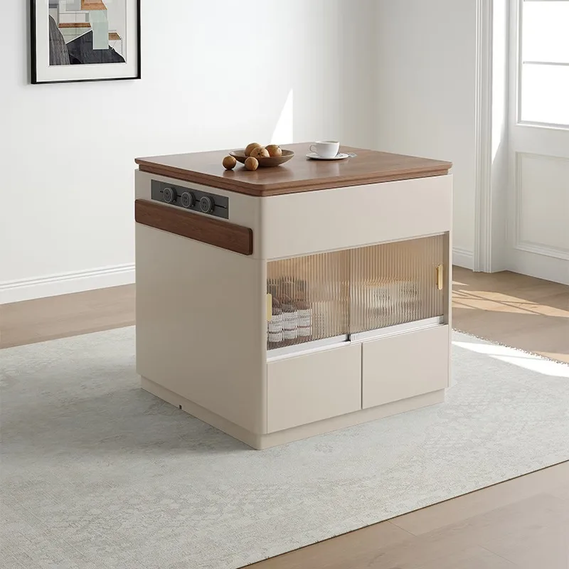 

Rock slab island dining table integrated retractable modern household dining table and chairs