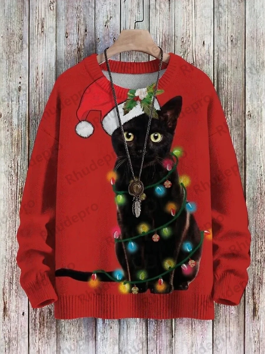 Men's Sweater Tree Monster Pattern Pullover Print Casual Halloween Sweater Ropa De Hombre Roupas Masculinas