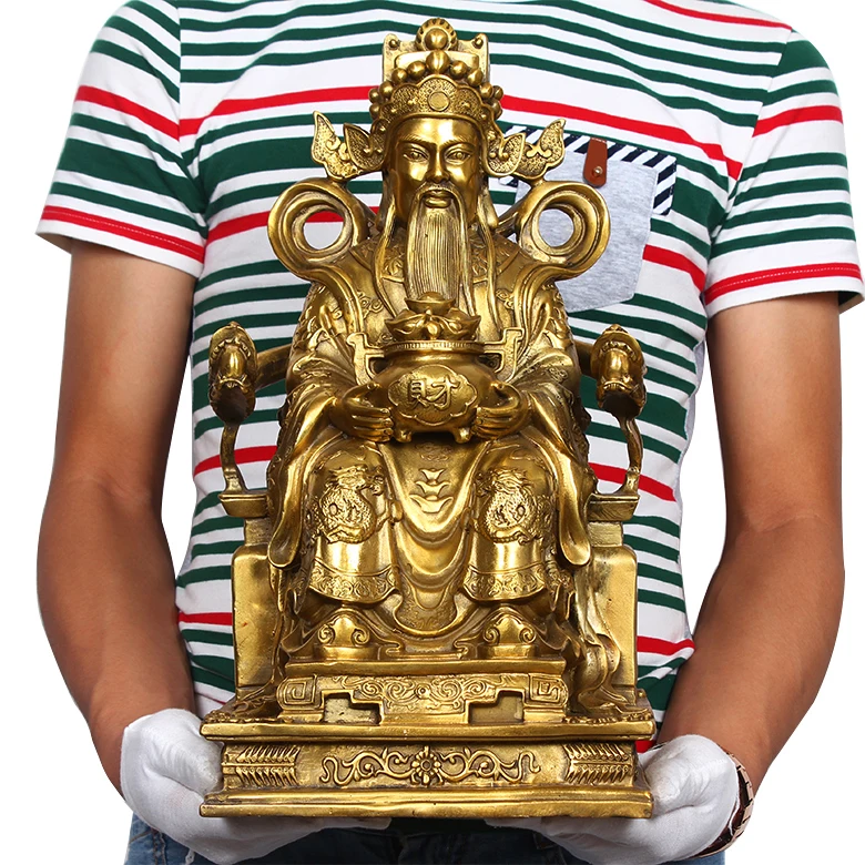 LARGE # office home protective-efficacious Talisman House Cai Shen Ye God of wealth Money Drawing  bronze statue