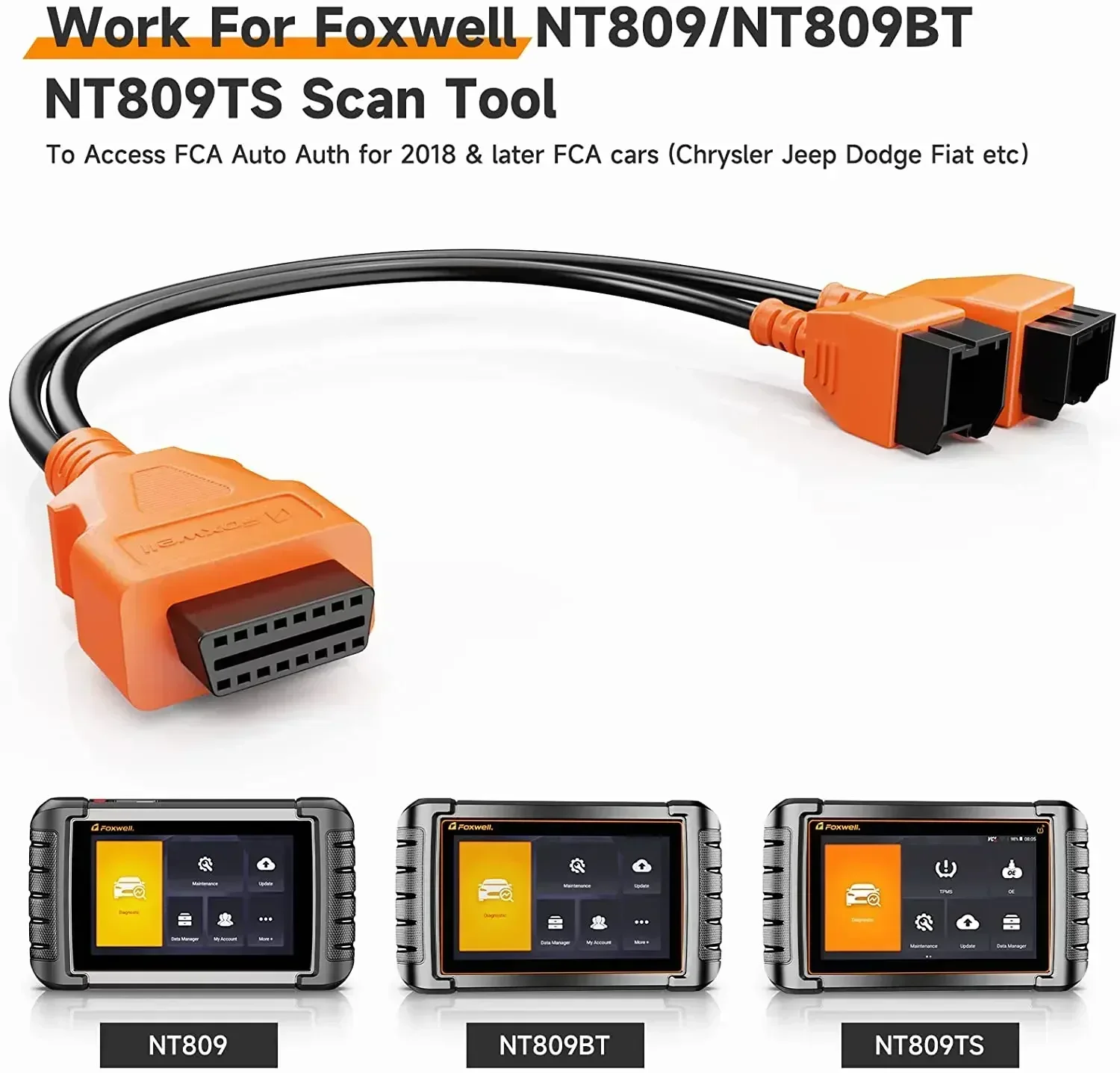 FOXWELL OBD2 to 12+8 Cable Adapter Compatible with FCA Autoauth Cable Connector fit for Chrysler work with NT809TS/NT809/NT809BT