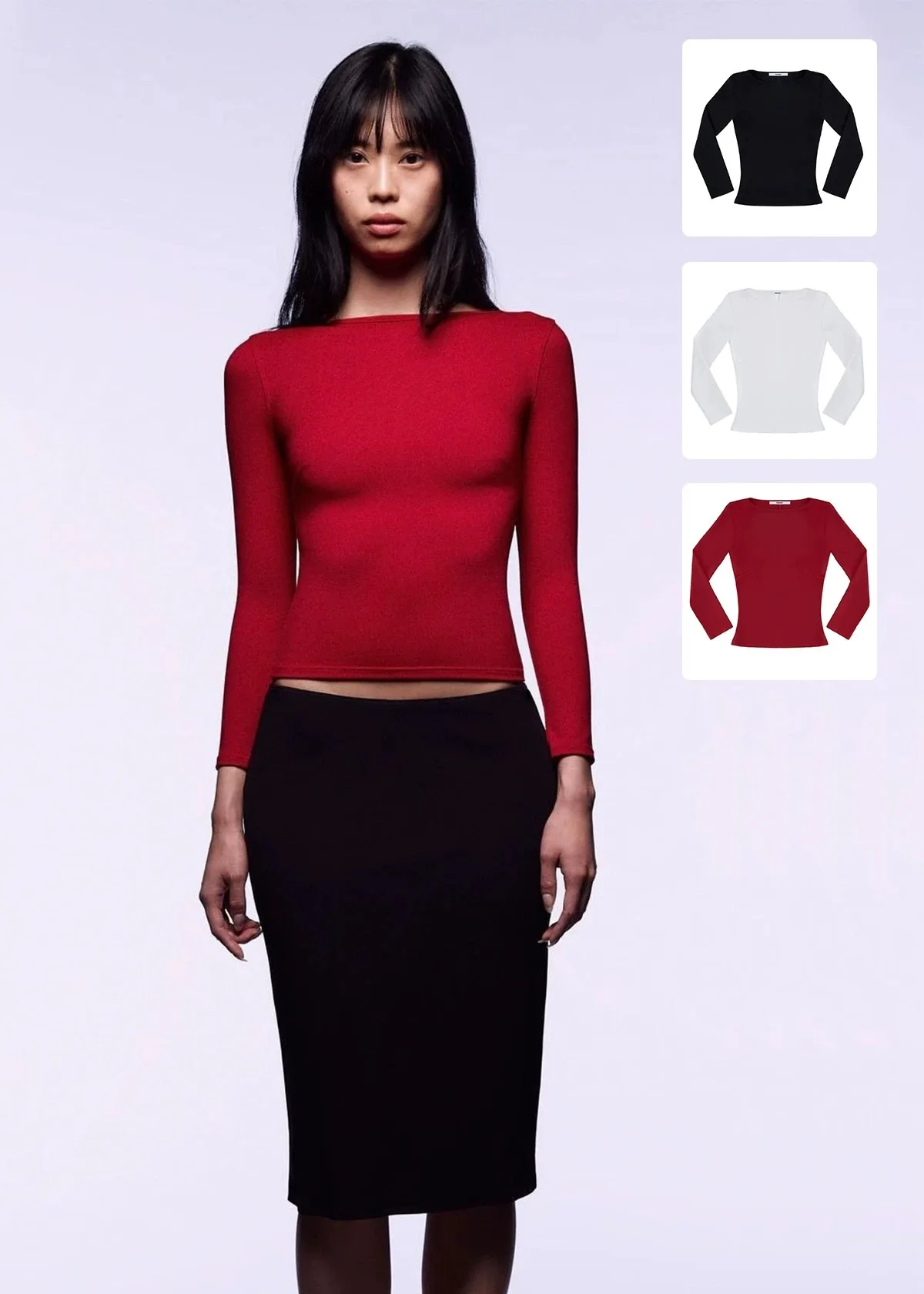 

An Ai вишнево-красная футболка с длинными рукавами, плотная, разноцветная, на высокой эластичной основе, для осеннего маленького топа